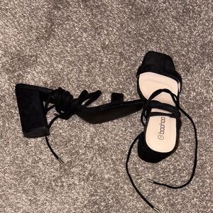 Women's Black Lace-Up Heels